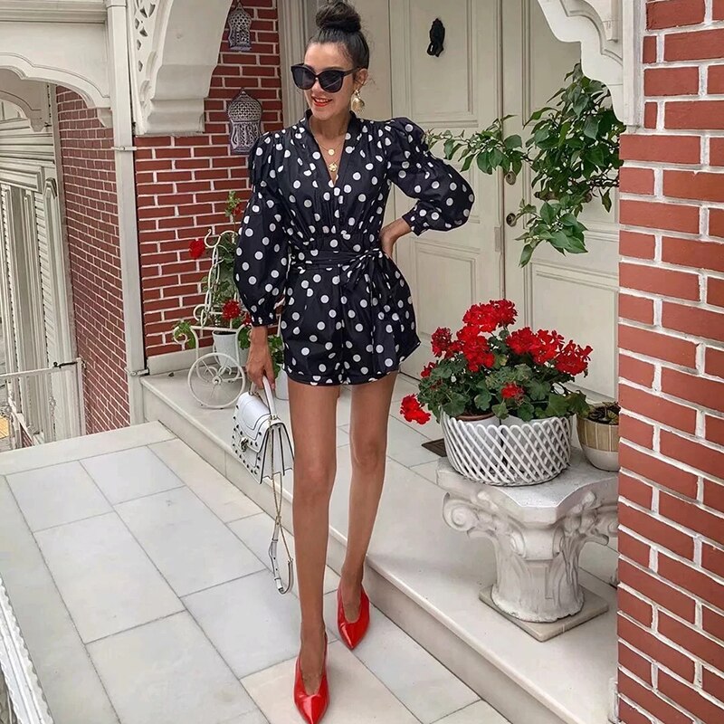 Chic Women's Polka Dot Short Romper/Jumpsuit