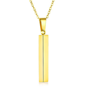 Personalisable Unisex Square Bar Custom Necklace - 3 Colors & Multi-sided Imprints