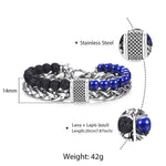 Load image into Gallery viewer, Natural Map Stone w/ Stainless Steel Men&#39;s Beaded Bracelet
