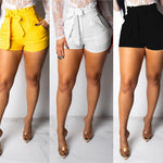 Load image into Gallery viewer, Women&#39;s High Waist Thick Thigh Shorts - Bow Tie Belt Shorts
