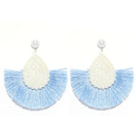 Load image into Gallery viewer, Fan Shaped Fashion Bohemian Big Tassel Drop Earrings w/ Hollow Gold Circle
