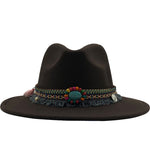 Load image into Gallery viewer, Wool Felt Fedora with Bohemian Tassel Strap - Men&#39;s Hat
