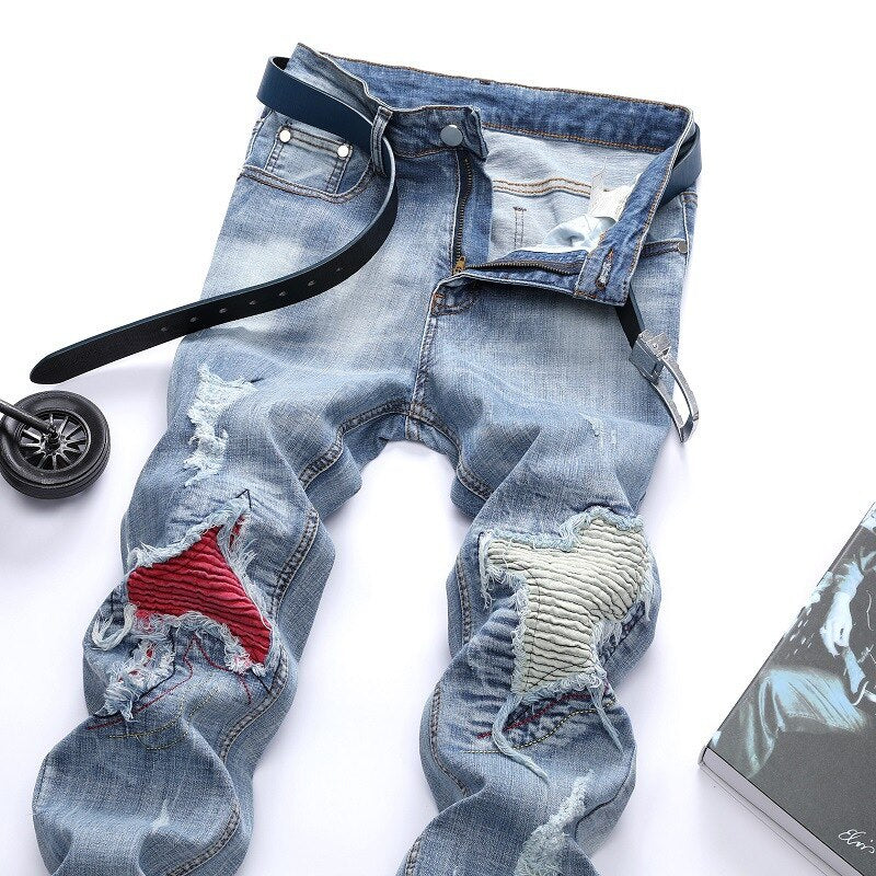 Fashionable Ripped Hip-Hop Men's Jeans