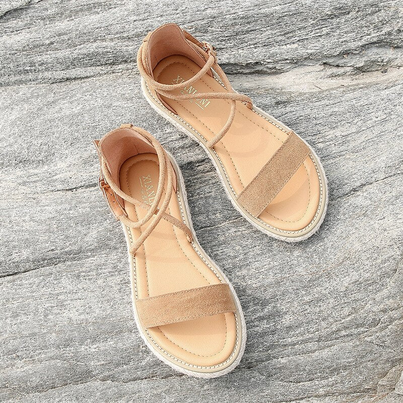 Suede Women's Lace-up Sandals