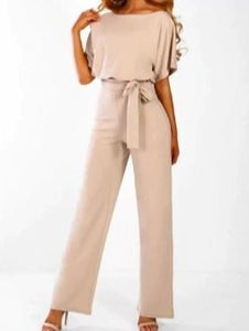 Classic Women's Lace-up Romper - Short Sleeve Jumpsuits