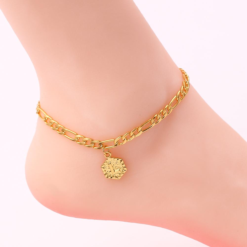 A-Z Name Initial Letter Anklet For Women Gold Plated Stainless Steel Anklet